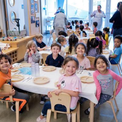 Kids eating food together