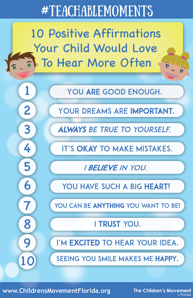 10 Positive affirmations your child would love to hear more often