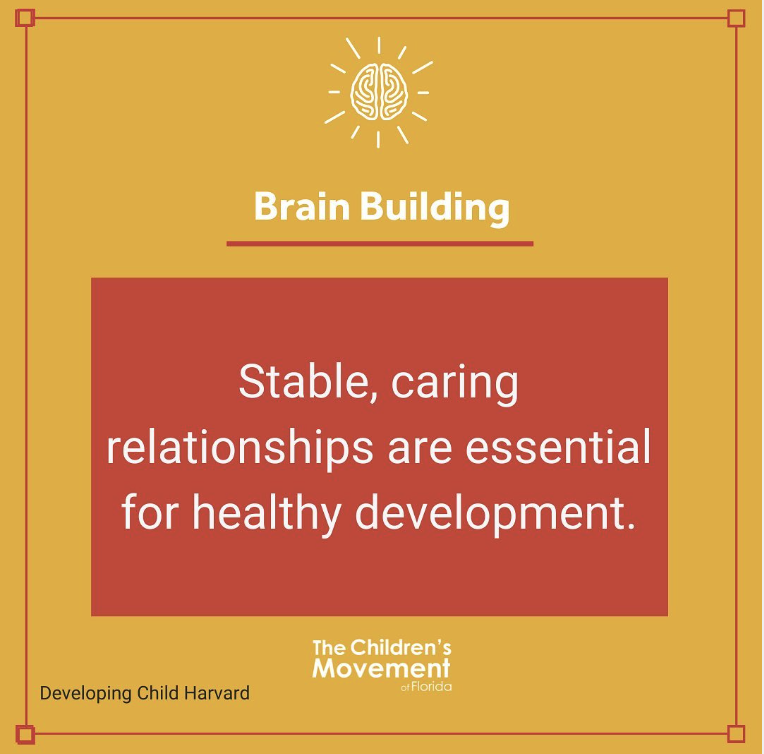 Stable, caring relationships are essential for healthy development. 