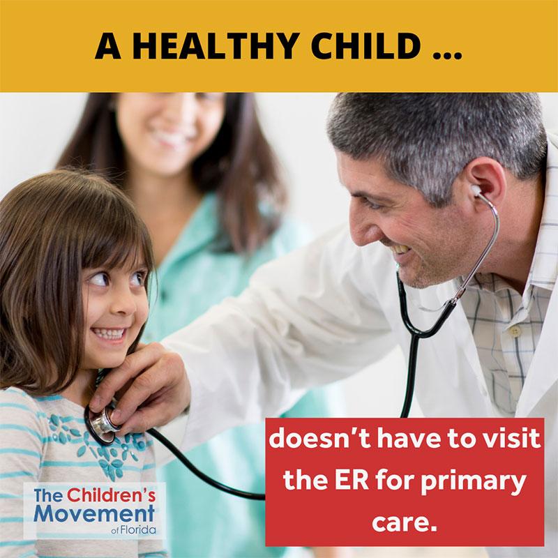 A healthy child doesn’t have to visit the emergency room for primary care.