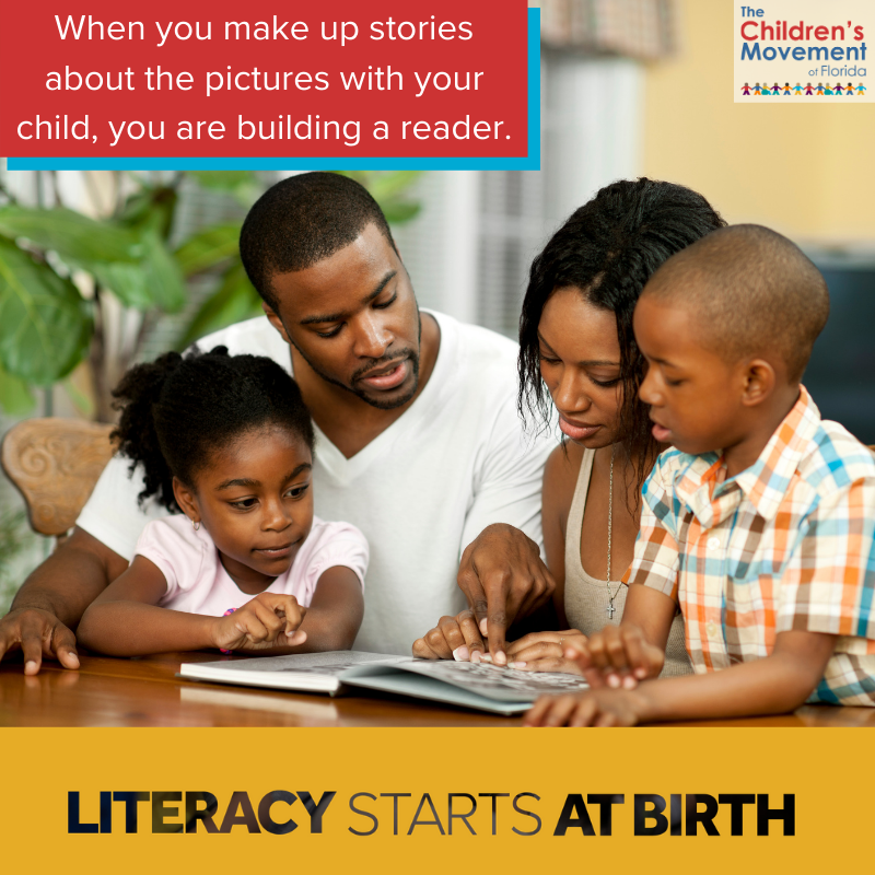 When you make up stories about the pictures with your child, you are building a reader.