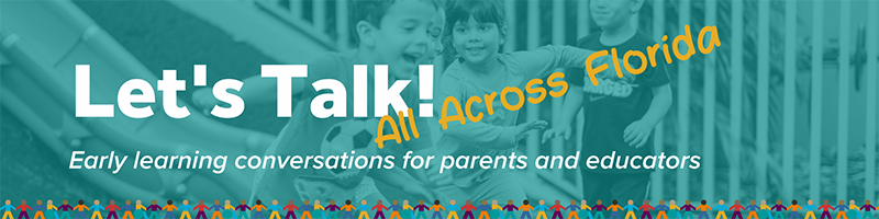 Colorful banner introducing Let's Talk sessions across the state