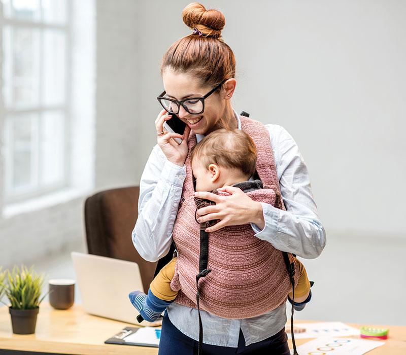 Mom with baby in huggy